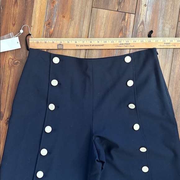 Tory Burch "Carrie" Dark Blue Wide-Leg Pants with Button Accents SZ 12 NWT - Picture 8 of 15